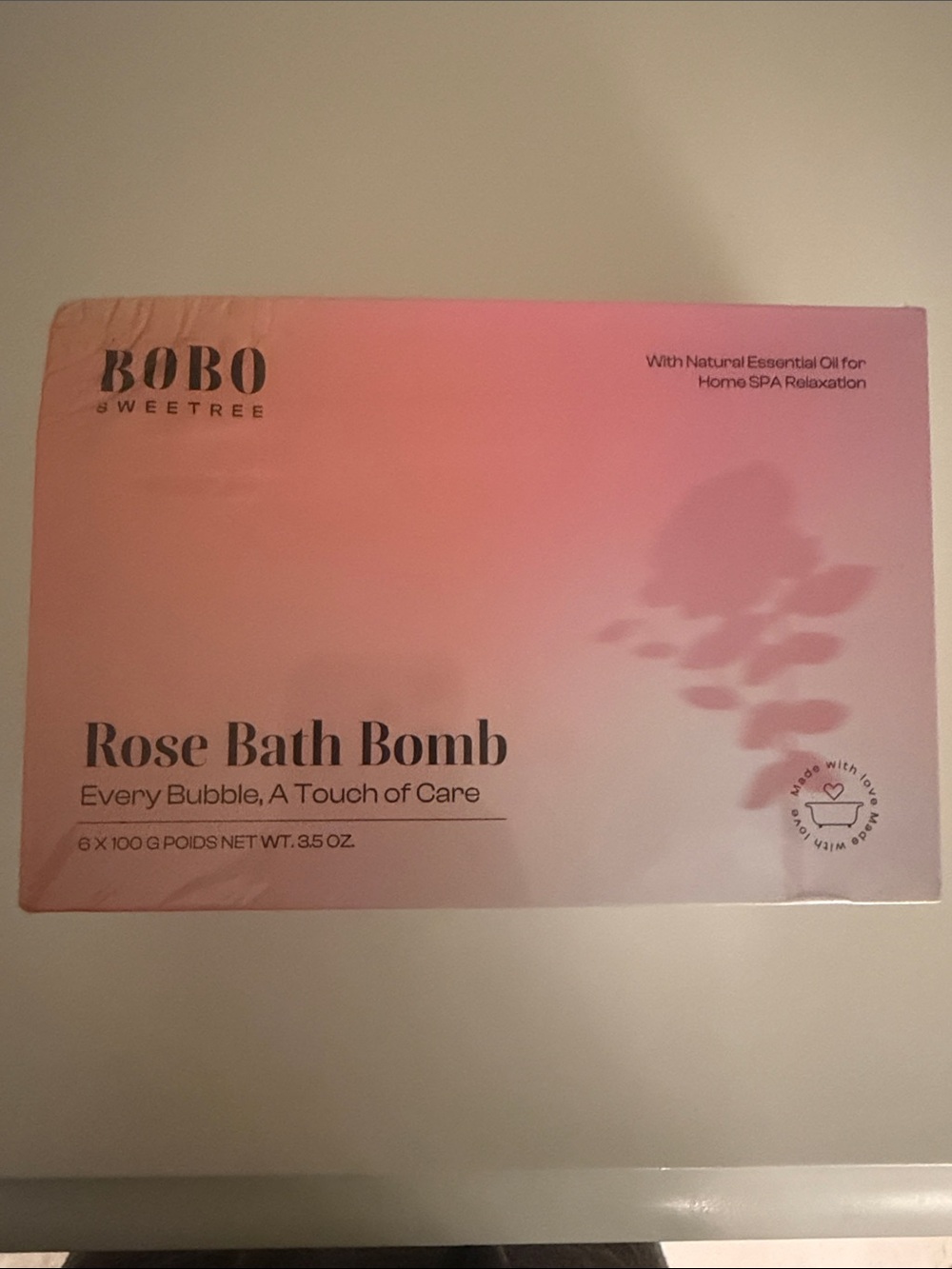Pink Rose Bath Bombs - Relaxing Floral Bath Soak unsealed in package